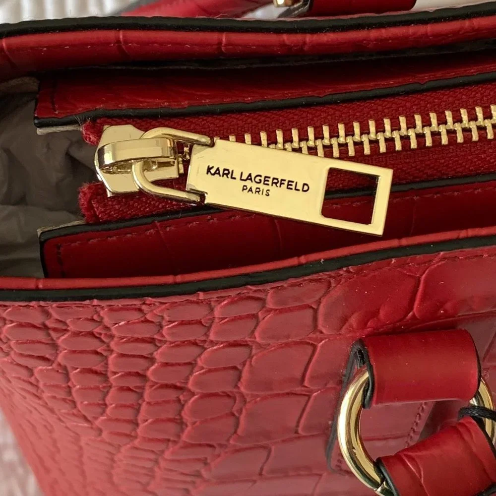KARL LAGERFELD PARIS, Leather Tote Bag,‎ Classic Red